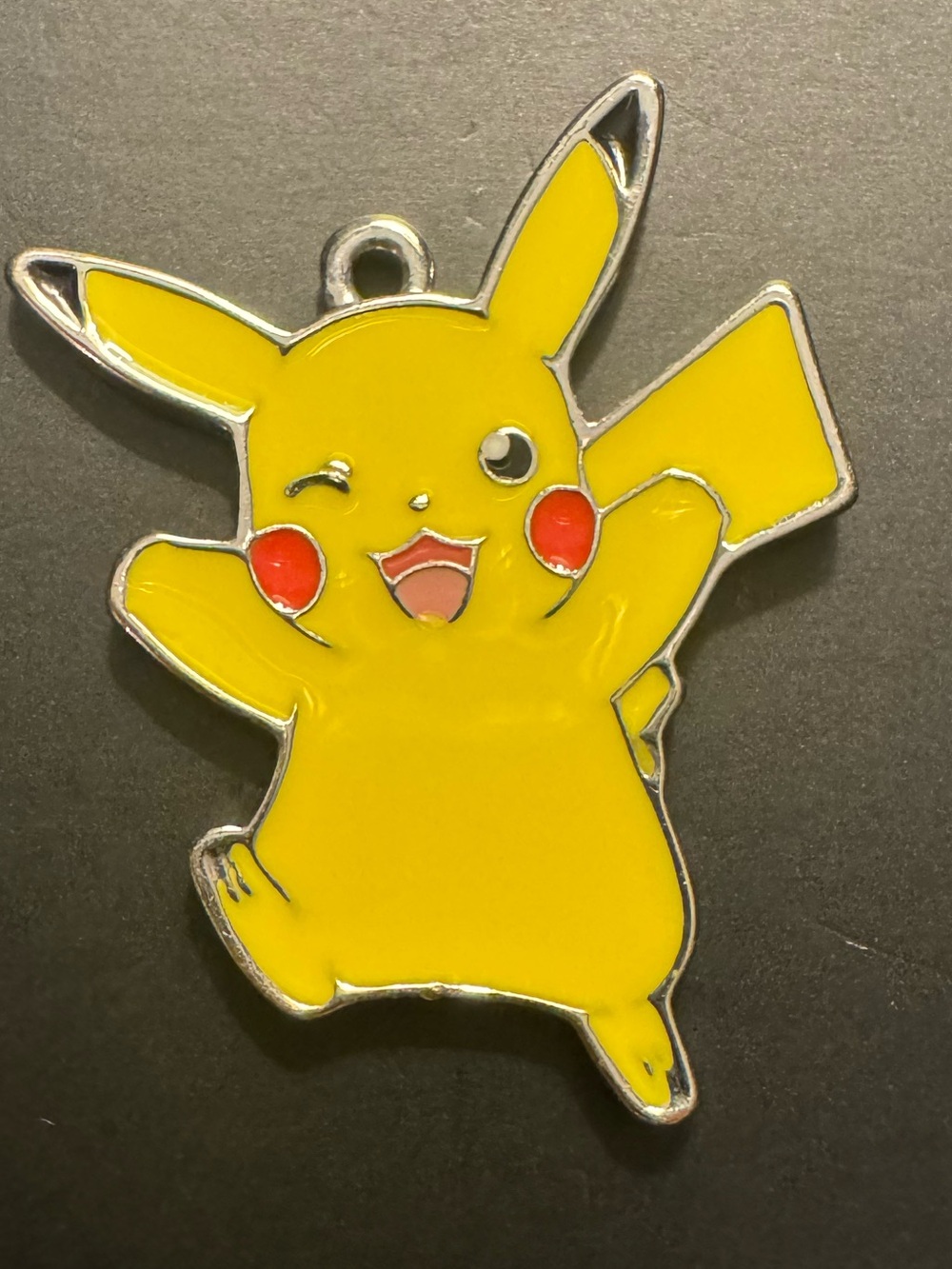Pokémon Pikachu Enamel Charm Pendant Winking Yellow 1”